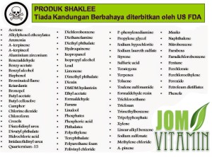produk shaklee tiada kandungan berbahaya diterbitkan oleh US FDA
